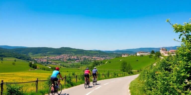 Ciclistas em ciclovias no norte da Itália.