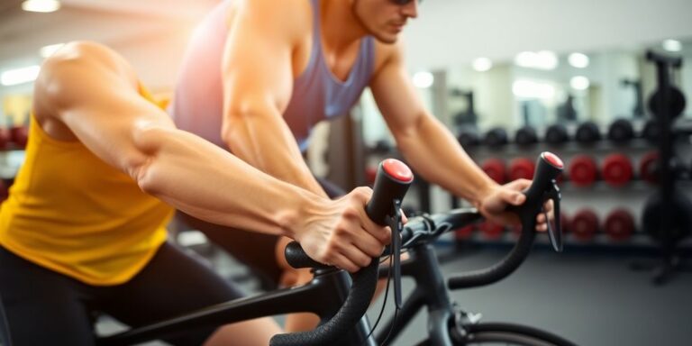 Ciclista treinando força para recuperação pós-treino.