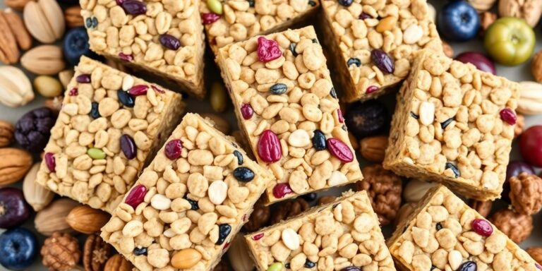 Barrinhas de cereais coloridas e saudáveis.
